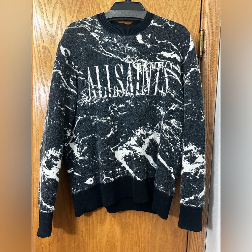AllSaints Black and White Men's Oversized Sweater